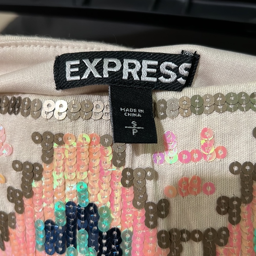 Vintage Express Sequin Tribal Pattern Colorful Mi… - image 8